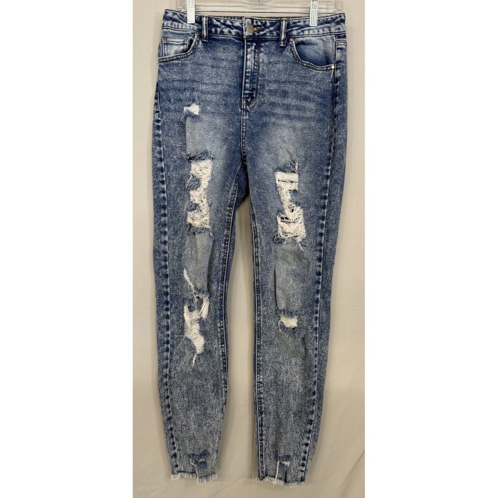 Tinseltown Mom High Rise Skinny Ankle Jeans Women Sz 9 Distressed 29X28 Thrash